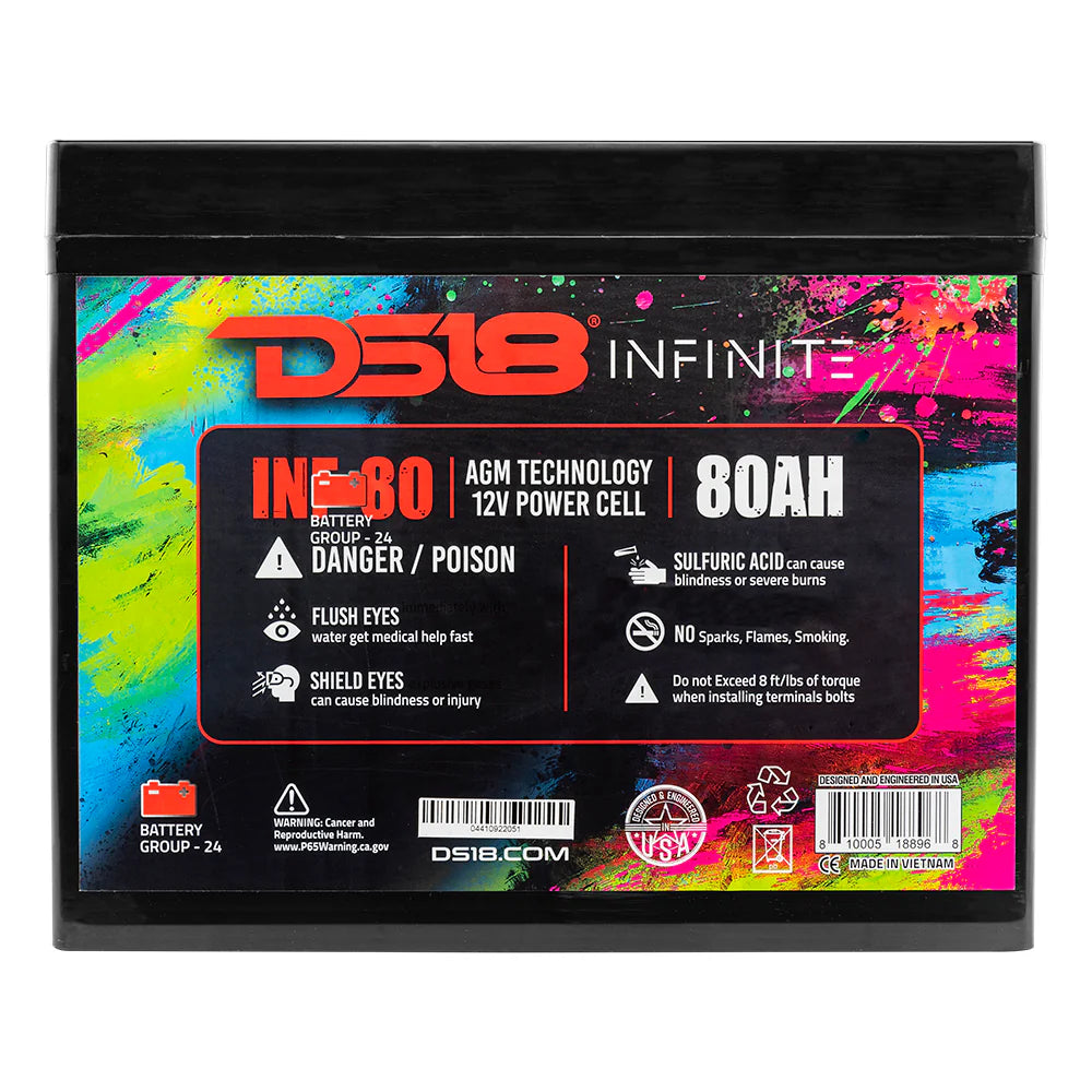 DS18 Infinite 80 AH AGM Power Cell 12v Battery DD-INF-80