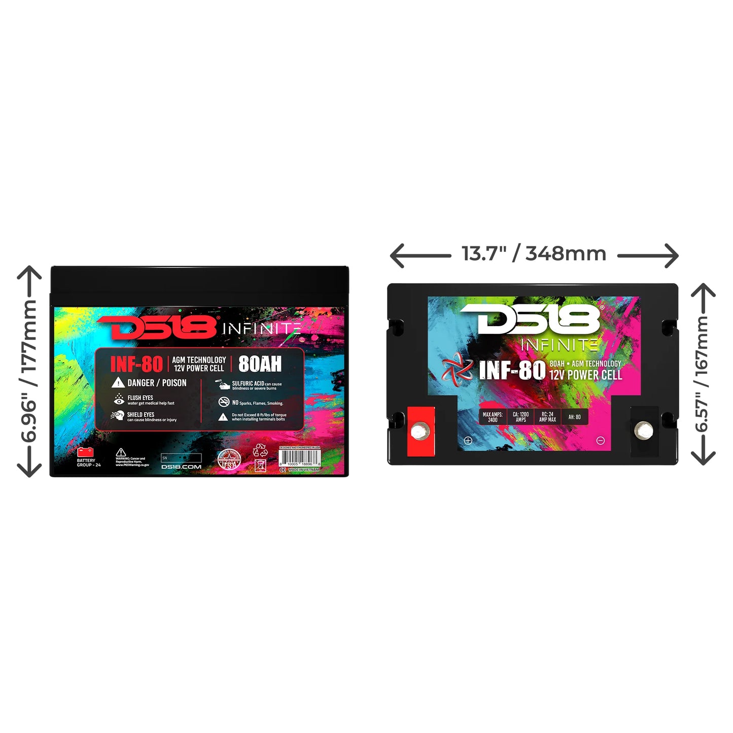 DS18 Infinite 80 AH AGM Power Cell 12v Battery DD-INF-80
