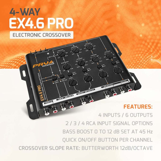 PRV Audio EX4.6 PRO Car Audio 4-Way Electronic Crossover