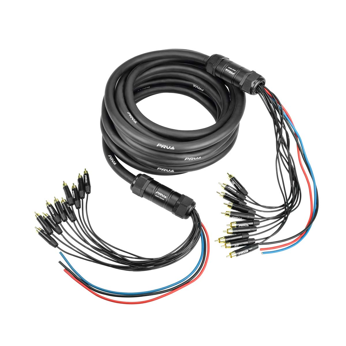 PRV Audio Snake 10RCA-30 Car Audio 30 ft Medusa Cable 10 RCA Channels + 3 Power