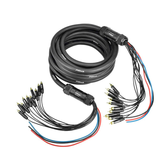 PRV Audio Snake 10RCA-30 Car Audio 30 ft Medusa Cable 10 RCA Channels + 3 Power
